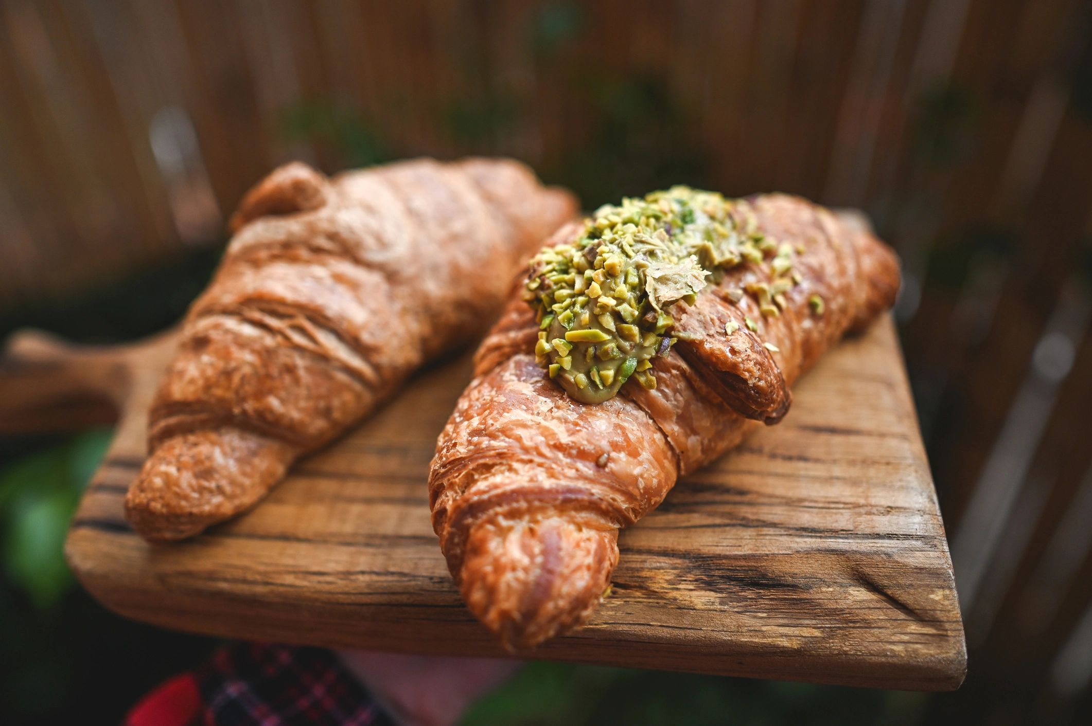 Croissants on a tray