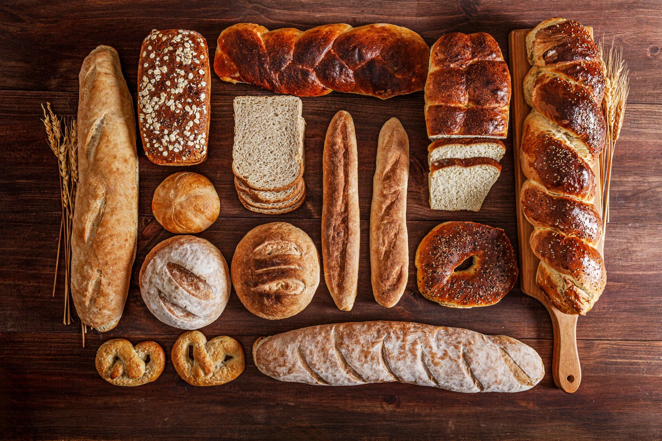 Fresh baguettes and bread assortment